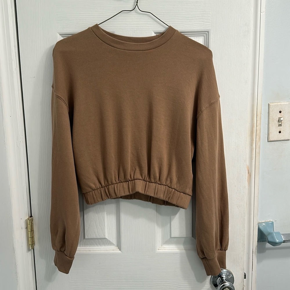 Basic Zara Cropped Crew Sweatshirt